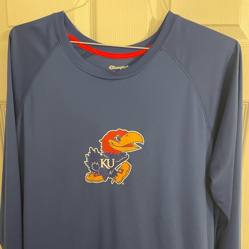 Champion Kansas Jayhawks Long Sleeved Shirt - Fits slightly larger XL (XXL)